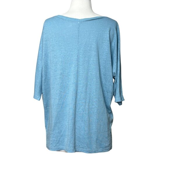 Eileen Fisher Linen Blouse V-neck Size Small Solid Blue - Picture 3 of 7
